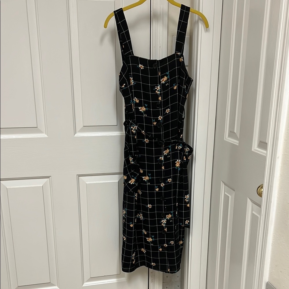 Floral Grid Black Dress - Picture 1 of 6